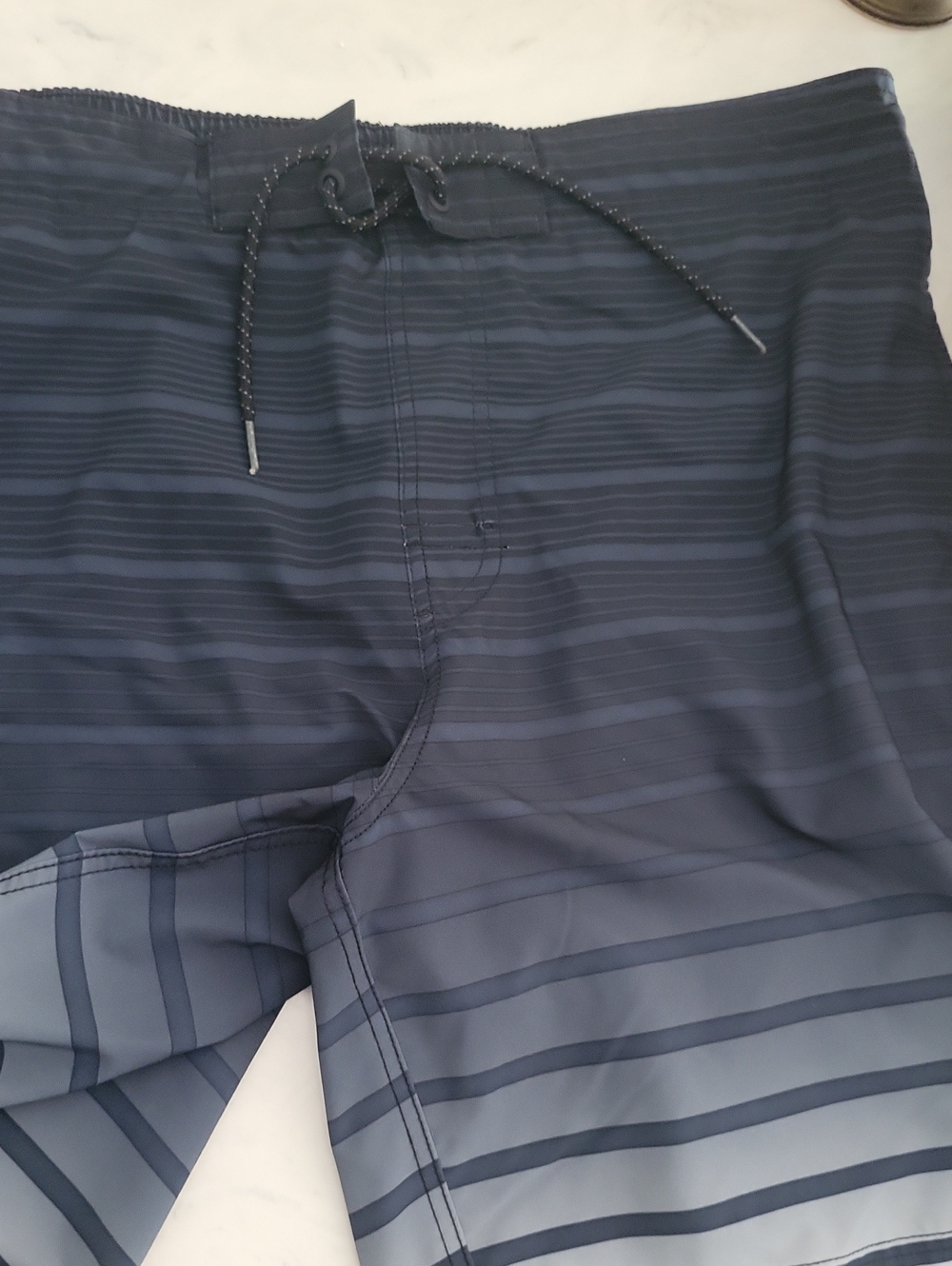 George Navy and Dark Blue Striped Swim Shorts